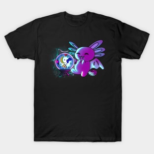 Vampire Axolotl Bat Crystal Ball Halloween Trick Or Treat Graphic Illustration Novelty T-Shirt